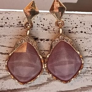 Vintage gold and pink/ purple enamel earrings.